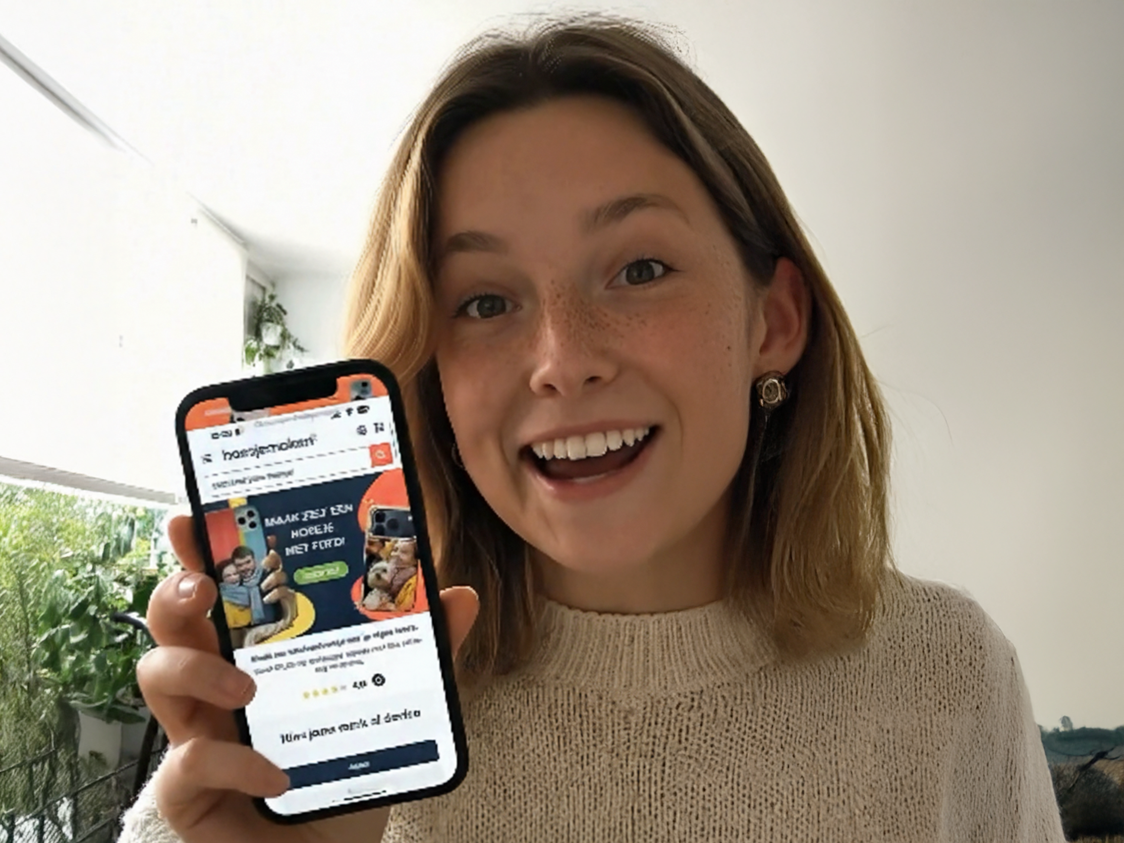 Zufriedener Kunde mit personalisierter Hülle
